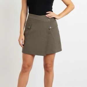 Bishop + Young Margarita Olive Green Mini Wrap Skirt Small